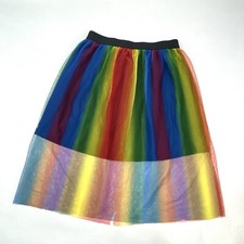 Basic Bright Rainbow Layered Elastic Skirt Pride Tutu Youth XL 14/16 Adult M