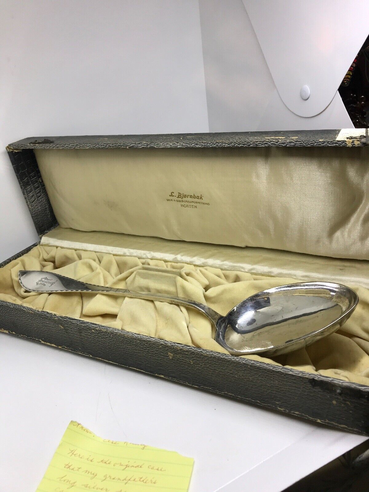 830 Silver 16" ROMMEGROT WW1 Era Hollowware Spoon 1918 Norway Harold Haafagre