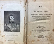1814 Life of Arthur, Marquis and Earl of Wellington by William Dunlap, w/ Map