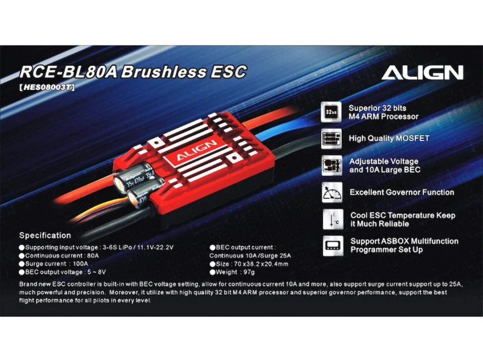Align RCE-BL80A Brushless ESC : HES08003T - Image 2 of 2