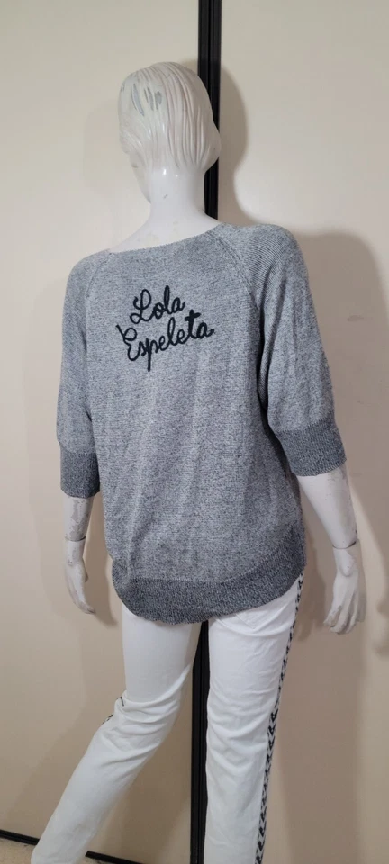 Lola Espeleta Taille 40  👕 Superbe pull manches 3/4 gris femme viscose coton - Photo 3/4