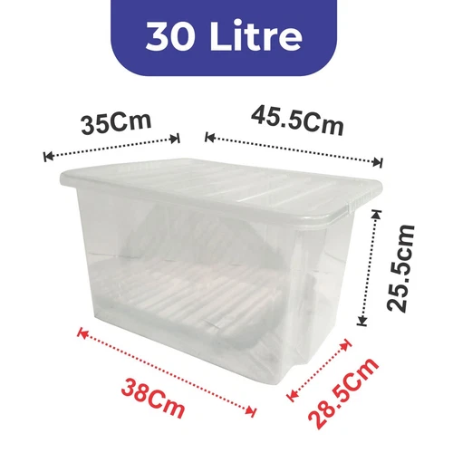 Clear Plastic Storage Boxes With Lids Home Office Kitchen Stackable Containers - Picture 11 of 15