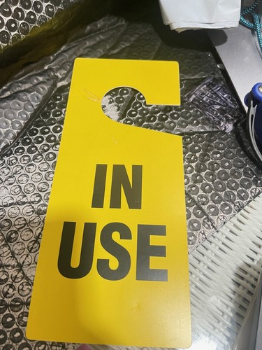 IN USE Door Hanger Sign 1 EACH Door Sign PVC Yellow/Black Double-sided(T6)