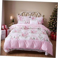 Rosette Floral Duvet Cover Sweet Pink Girls Bedding Set Twin XL Midsummer Rose