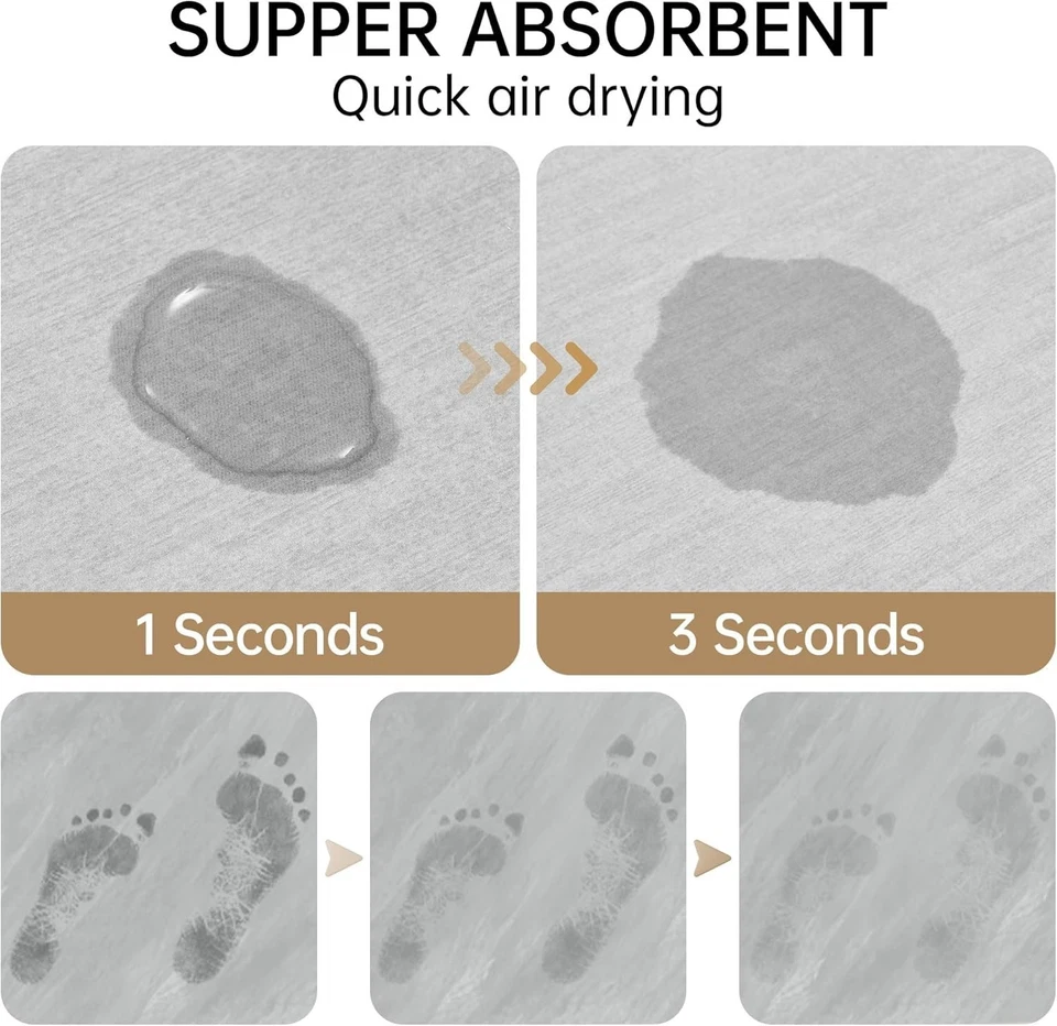 Коврик для ванны с камнем диатомовая земля коврик для душа нескользящий суперабсорбент быстрая сушка - Изображение 3 из 4