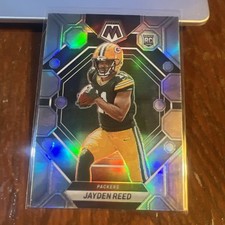 Jayden Reed 2023 Panini Mosaic Rookies Silver Prizm Rookie Card RC #333 Packers. rookie card picture