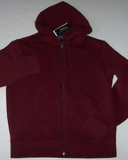 NWT Polo Ralph Lauren CLASSIC WINE DOUBLE-KNIT FULL-ZIP Hoodie Men's M NAVY PONY