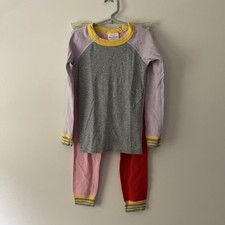 Hanna Andersson Matching Pajama Set Kids Organic Cotton Color Block Pink Yellow