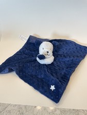 Little Me Puppy Dog Navy White Rattle Minky Dot Lovey Blanket Satin Back