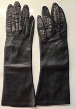 Vintage Black Gloves Winkelmans Medium Long 11" Size 6.5 Italy Maybe Leather