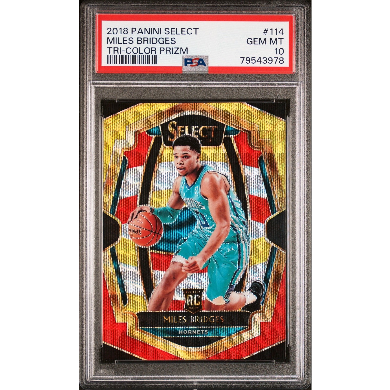 2018-19 Panini Select #114 Miles Bridges Tri-Color Prizm PSA 10 RC