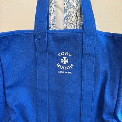 Tory Burch Canvas Tote 156476 Large Size Blue Dahlia | eBay