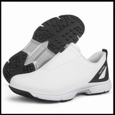 Men’s Spikeless Waterproof Golf Shoes Size 9.5 Zip Closure White Black