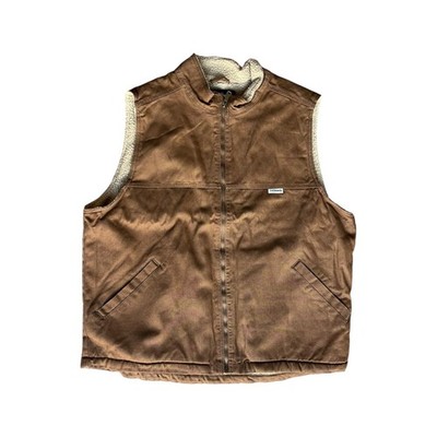 NWT Wolverine Sherpa Lined Canvas Vest XXL Brown Workwear Full Zip Jacket