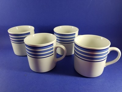 4 x Marienbad ~ Ingres weiss  - Blauband Kaffeebecher - große Tassen- Porzellan