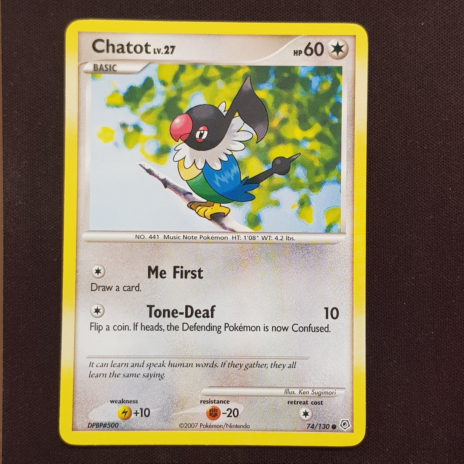 Chatot 74/130💯MINT💯Diamond & Pearl Pokemon Card TCG