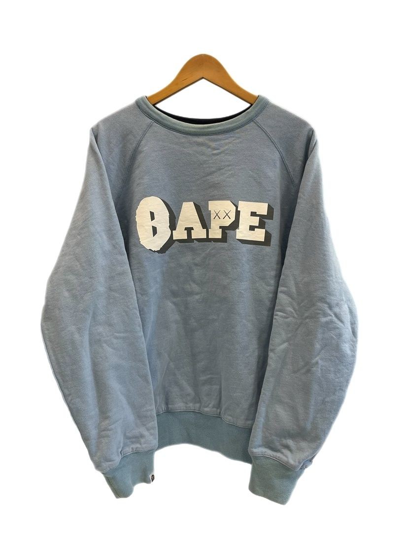 A Bathing Ape Bape Kaws Reversible Blue Sweatshirt L Used From Japan