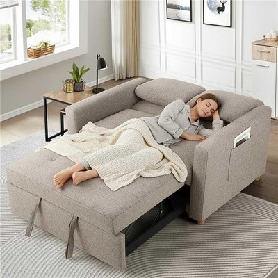 3-in-1 Convertible Sofa Bed Sleeper Couch Pull Out Bed 2-Seater Loveseat Futon  