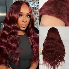 Burgundy Synthetic Lace Front Wigs Pre Plucked Natural Hairline Long Loose Wavy