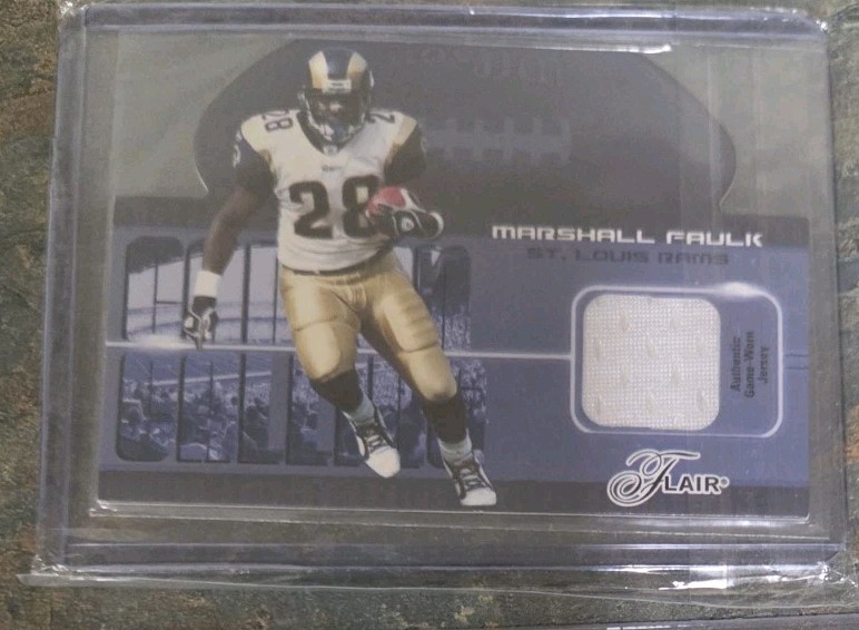RAMS LOT OF (5) AUTO & GAME USED/WORN FOOTBALL CARDS.  FAULK,WARNER,HAKIM,PAGE view 4