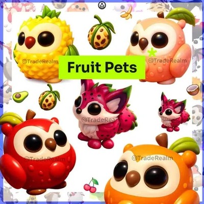 Adopt me FRUIT PETS OWL FOX PINEAPPLE/PEACH/CLEMENTINE/APPLE DRAGON FRUIT FOX