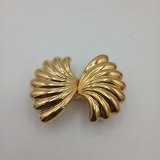 Vintage Signed Mimi di N Swirls Belt Buckle Gold Tone 2 Part 1980s