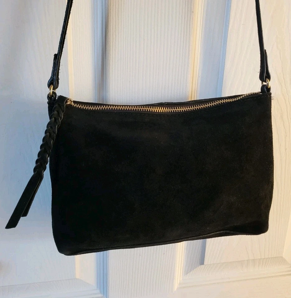 H&M Black Real Suede Crossbody Bag Handbag - Image 4 of 4