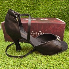 Very Fine CLC1636 SIZE 9 Women Latin Salsa Ballroom Gala Dance Shoe Black Satin