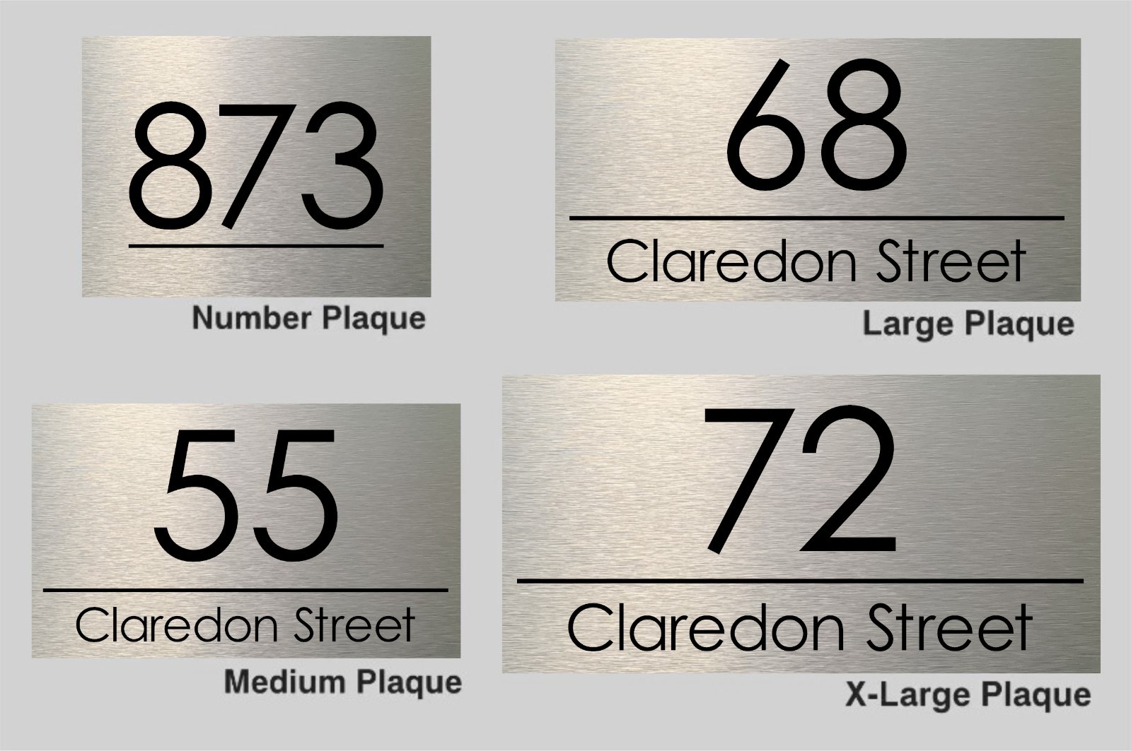 CustomAddressPlaquesHouseNumberStreetNamePlaqueSignBrushedAluminium