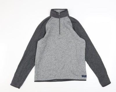 Old Navy Sweatshirt Herren UK Größe S Grau 1/4 Reißverschluss