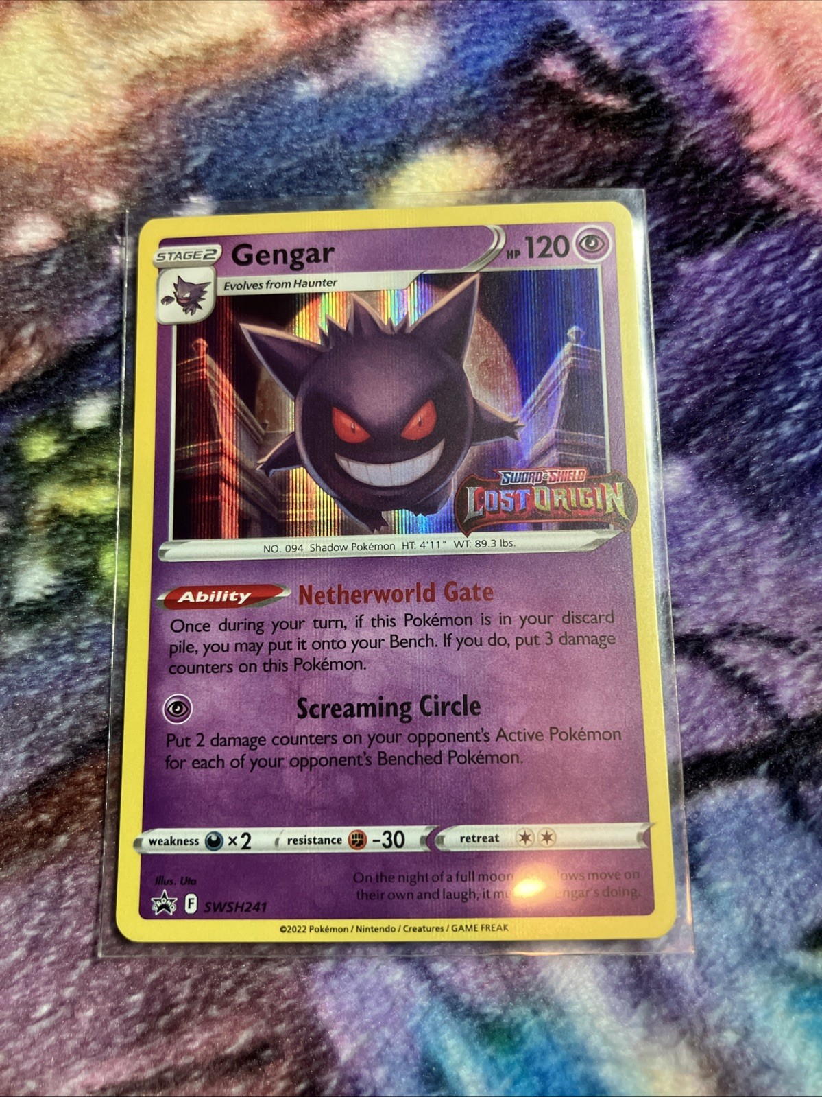 Pokemon Gengar SWSH241 Lost Origin Prerelease Holo Black Star Promo NM