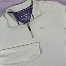 Tommy Bahama Mens Mint Green Quarter Zip Pullover Size M Sweatshirt Eco Friendly