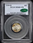 1939-D 10C Mercury Dime PCGS MS68+FB (CAC)
