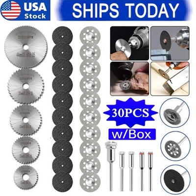 30Pcs Cutting Wheel Set Drill for Dremel Rotary Tool w/1/8 Mandrel Accessories