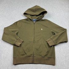 Polo Ralph Lauren Hoodie Kids Medium 10-12 Olive Green Full Zip Sweatshirt Pony