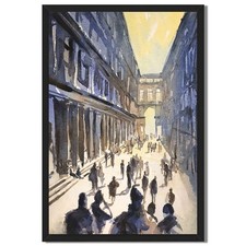 Vintage City Street Framed Canvas Print Urban Architecture Wall Art Decor
