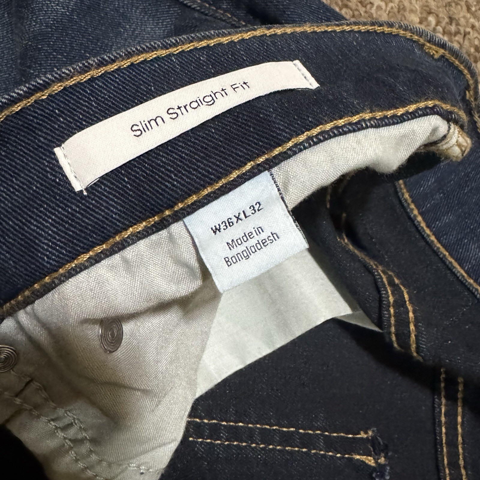 Calvin Klein Jeans Mens Size 36x32 Straight Stretch Faded Whiskered Blue Denim thumbnail 5