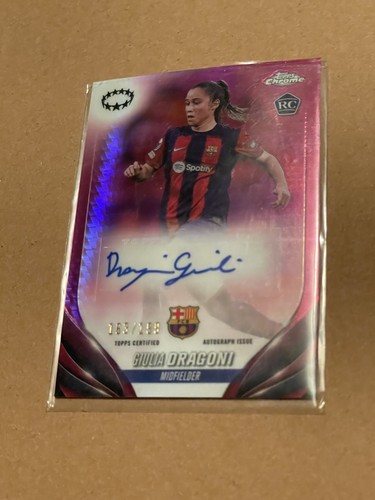 Giulia Dragoni 2023-24 Topps Chrome UWCL Pink Prism Refractor Auto RC /199 #A-GD