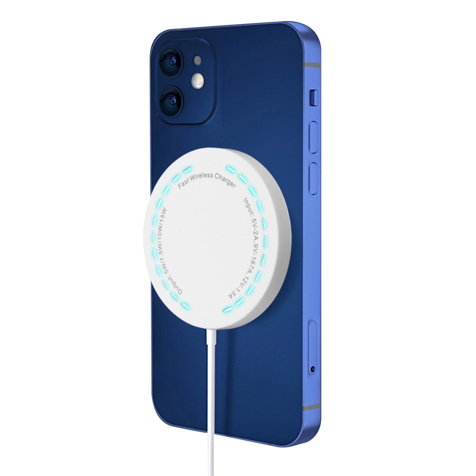Alimentation sans fil 15W magnétique argent chargeur rapide induction pour smartphone Qi