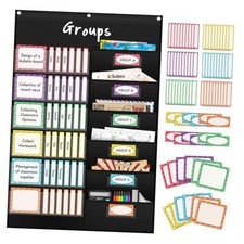 Small Group Pocket Chart with 84 Colorful Dry Erase Cards, Classroom Black