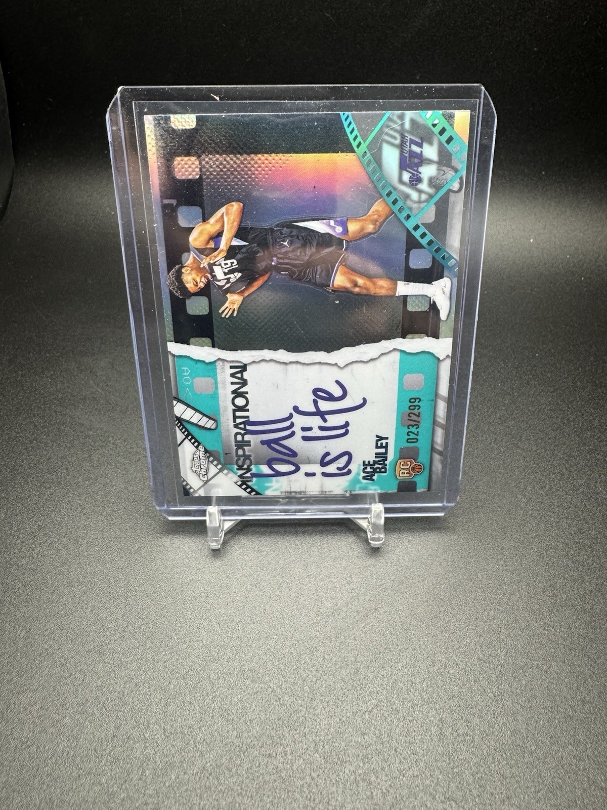 2025-26 Topps Chrome Ace Bailey Inspirational RC Teal Refractor #/299 Jazz