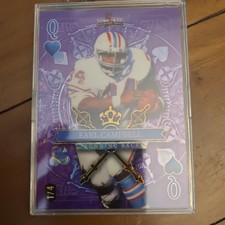 2024 Wild Card 5 Card Stacked Draw Earl Campbell 1/4, Queen Of Hearts PURPLE