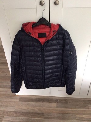 PRADA  Herren Daunen Jacke Gr.48 Dunkelblau mit Kapuze  100% Original