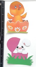 Lot of 2 Easter Bunny Egg Chick SINGLE LAYER Embellishments 1132