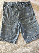 POLO RALPH LAUREN Boys Denim Embroidered Red Logo Shorts Stars Blue Size 16