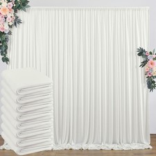 40 ft x 10 ft Free Ivory Backdrop Curtain for Wedding Parties, Polyester Ivor...