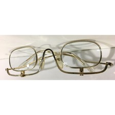 Vintage Gold Colored Reading Eyeglass Frames Rectangular Fold Down Lenses
