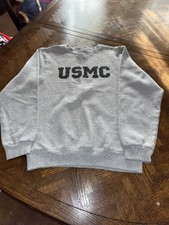 USMC Vintage Gray Crewneck Sweatshirt Soffe Size Small Heavyweight
