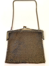 Victorian Antique German Silver Chain Link Mesh Purse/Handbag