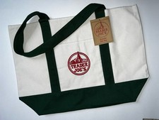 TRADER JOE'S LARGE CANVAS BAG HEAVY COTTON REUSABLE TOTE BAG LARGE GREEN